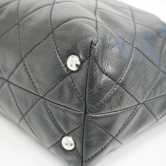 CHANEL Tote Bag Matelasse Chain Shoulder Lambskin Black Silver Hardware Women's - Picture 6 of 10